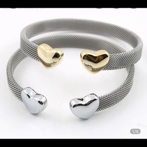 Silver on Silver Mesh Heart Bangle